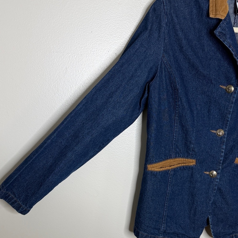 J.G. Hook Denim Jacket Petite 8P Cotton Corduroy Trim Fitted Western Style - Picture 5 of 13
